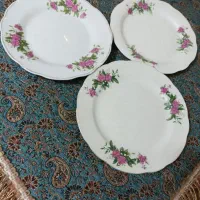 بشقاب گل سرخی ،قندان چینی اکبند با قوطی،نعلبکی|ظروف سرو و پذیرایی|تبریز, |دیوار