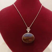 گردنی فاخر نقره و عقیق شجر منظره