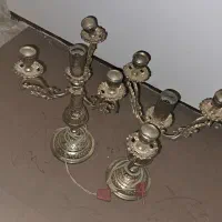 ۱ جفت شمعدانی آلمینیوم آنتیک سالم