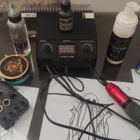 دستگاه تتوmlnusonhولوازم انجام کار .پک کامل.