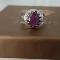انگشتر یاقوت سرخ معدنی رکاب نقره