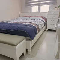 سرویس خواب کامل دونفره چوبی سفیدـ۷تکه|تخت و سرویس خواب|گرمدره, |دیوار