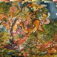 نخ و نقشه تابلو فرش مینیاتور استاد فرشچیان