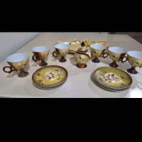 سرویس چای خوری سرامیک طلایی نگین کاری و گل برجسته|ظروف سرو و پذیرایی|اهواز, گلستان|دیوار