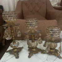 سه عدد شمعدانی کریستال در حد نو