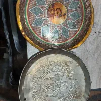 سرقندان قدیمی دارای خطاطی طرح  سینی مسی شاه عباس