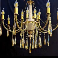 لوستر سنگی برنزی شش شاخه ۱۲ شعله|لوستر و چراغ آویز|نسیم‌شهر, |دیوار