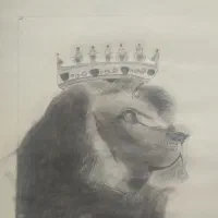 نقاشی سیاه قلم شیر