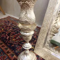 آیینه شمعدان برنج ابکاری نقره|آینه|پردیس, فاز ۱|دیوار