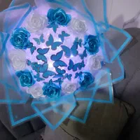 دسته گل پروانه ای چراغ دار تولد سورپرایز خاستگاری|گل مصنوعی|مشهد, شهید معقول|دیوار