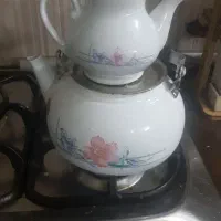 کتری لعابی همراه باقوری چینی که ست هستند|قوری، کتری، قهوه‌ساز دستی|تهران, فلاح|دیوار