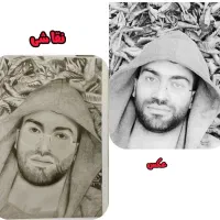 طراحی چهره سیاه قلم|تابلو، نقاشی، عکس|قم, شهدا|دیوار