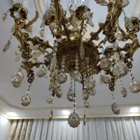 دو عدد لوستر برنز فرشته ی ۱۶شاخه ویک عدد دیوارکوب|لوستر و چراغ آویز|بهارستان, |دیوار