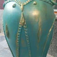 گلدان سفالی پتینه کاری نقاشی طرح مدرن دکوری