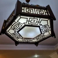 لوستر چوبی به همراه چراغ خواب،طرح ورساچه ،۵ لامپه|لوستر و چراغ آویز|تهران, سلسبیل جنوبی|دیوار