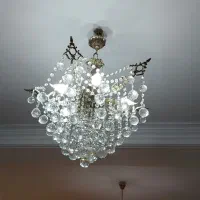 لوستر ۵شاخه برنج و کریستال گوی