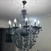 لوستر کریستالی رنگی( طوسی-آبی) و دیوار کوب