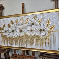 تابلونقاشی گلهای صدفی طلایی برجسته