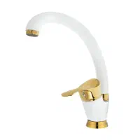 شیر روشویی ظرفشویی/نو/سفید طلایی/پلمب/زیرفی