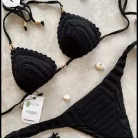 بافت کراپ شومیز سوتین لباس زیر شورت ساحلی