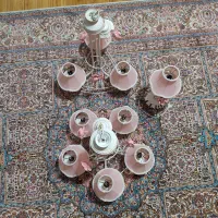پک لوستر فرفورژه پنج و سه شعله ،همراه اباژور|لوستر و چراغ آویز|تهران, کوی بیمه|دیوار