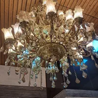 لوستر سه طبقه برنزی طوق بزرگ مناسب تالار وهتل|لوستر و چراغ آویز|مشهد, ویلاشهر|دیوار
