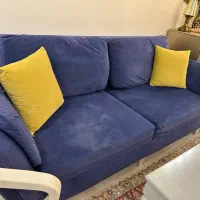 کاناپه آبی رنگ به همراه دو عدد کوسن|مبلمان خانگی و میز عسلی|تهران, جردن|دیوار