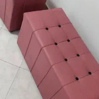 پاف نشیمن چرم رنگ صورتی