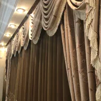 پرده خامه دوزی با پارچه تمام ترک در حد نو|پرده، رانر، رومیزی|قزوین, |دیوار