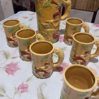 یک دست پارچ وشش لیوان ژاپنی عتیقه|کلکسیون اشیاء عتیقه|خسروشاه, |دیوار