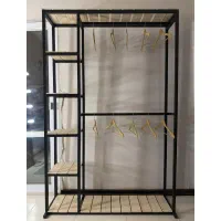 رگال لباس مشکی فلزی با شلف چوبی