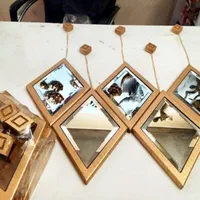 آینه دکوراتیو ۵تایی لوزی زنجیردار دیواری شامپاینی|آینه|فردیس, فردیس|دیوار