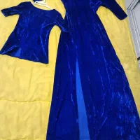 ست مادر دختری مخمل ابی کاربنی