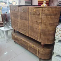 ست آینه کنسول و میز تی وی شیاری گردویی|بوفه، ویترین، کنسول|بیرجند, |دیوار