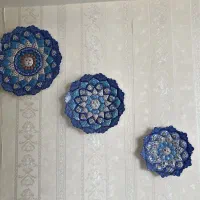 سه عدد بشقاب میناکاری