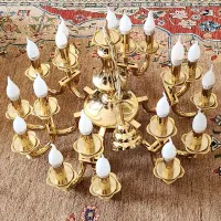 لوستر برنز رنگ ثابت، ۱۸ شاخه، با لامپ های کم مصرف