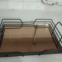 سینی دسته دار آئینه ایی شیشه ایی شیک