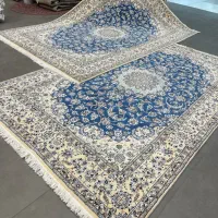 فرش دستباف (بساک)جفت ۶ متری ۹لا ابی کرک ابریشم