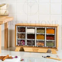 استند جا ادویه کشو دار چوبی|ظروف نگهدارنده، پلاستیکی، یک‌بارمصرف|آفتاب, |دیوار