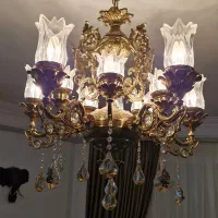 لوستر ۱۰ شاخه برنج و دیوار کوب