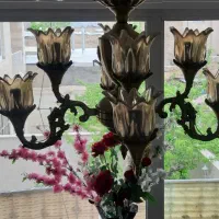 لوستر برنز و برنج اصل جفت ۸شعله،شامپاین طلایی|لوستر و چراغ آویز|زنجان, |دیوار