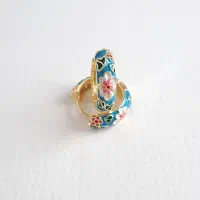 گوشواره مینا کاری آبی گل سفید