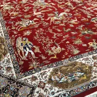 یک جفت فرش ماشینی نخ ابریشم طرح شکارگاه|فرش|کرمان, |دیوار