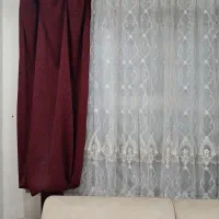 پرده و والان پذیرایی به همراه میل پرده|پرده، رانر، رومیزی|محمدشهر, همایون ویلا|دیوار