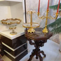 میوه خوری ، شیرینی خوری ، شمعدان و میز چوبی