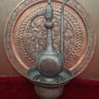 آفتابه لگن قدمتدار قلم دستی|کلکسیون اشیاء عتیقه|تهران, والفجر (افسریه)|دیوار