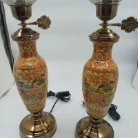 یک جفت شمعدان شیشه ترک