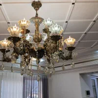 لوستر۱۲شعله برنزی ولوسترکریستالی واستوانه کریستالی