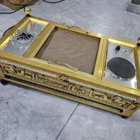 منقل آلومینیوم طلایی همراه ۴ کیلو شن مخصوص