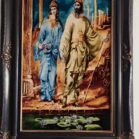 تابلو فرش دستبافت ابریشم کوروش و ماندانا